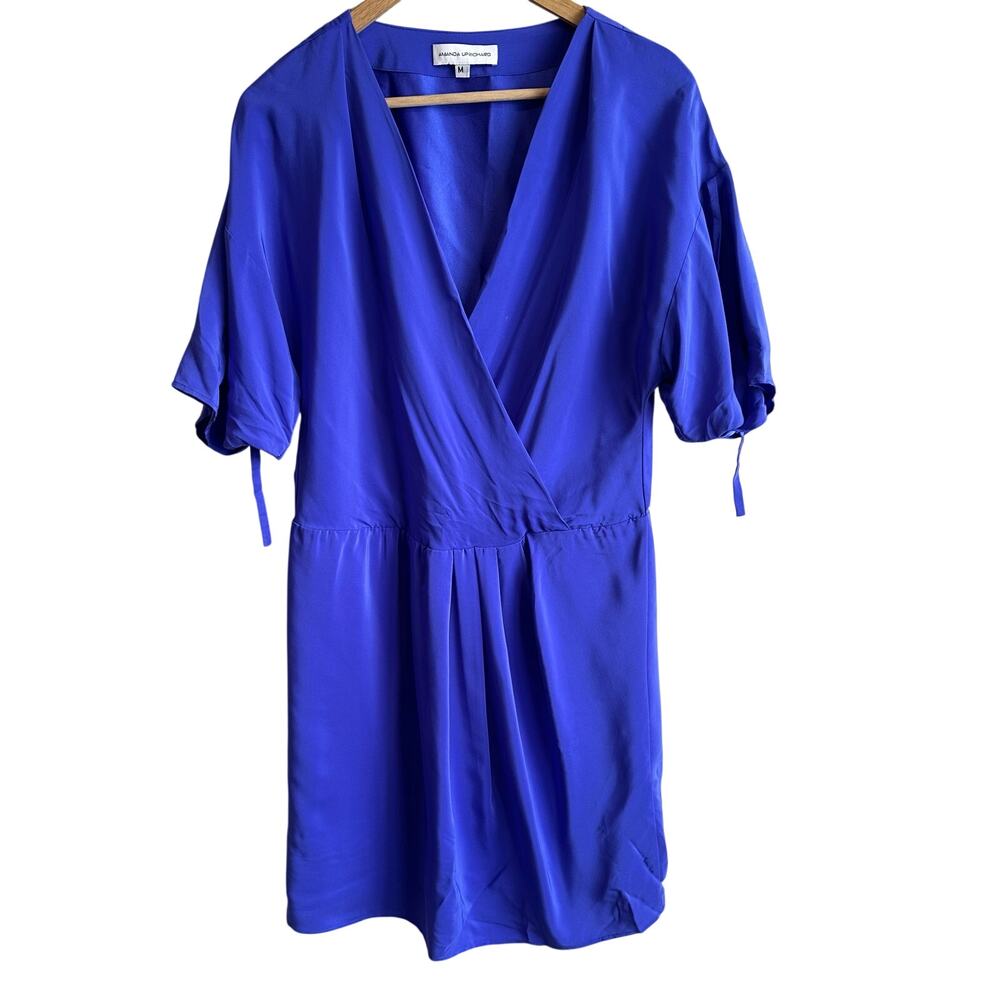 Amanda Uprichard Silk Short Sleeve Dress Royal Blue M